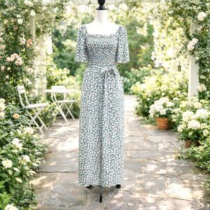 Hayden Los Angeles Blue Floral Smocked Jumpsuit – Size M